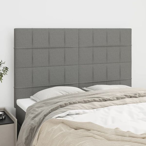 vidaXL Headboard Dark Grey 144x5x118/128 cm Fabric