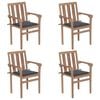 vidaXL Stackable Garden Chairs with Cushions 4 pcs Solid Teak Wood