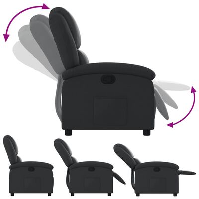 vidaXL Recliner Chair Black Real Leather