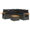 vidaXL 6 Piece Garden Sofa Set with Cushions Black Poly Rattan