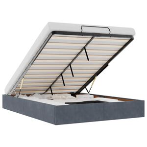vidaXL Ottoman Storage Bed Frame No Mattress Dark Grey Queen Velvet