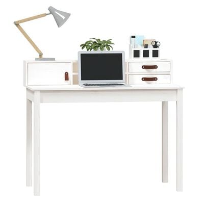 vidaXL Desk White 110x50x93 cm Solid Wood Pine