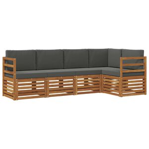 vidaXL Outdoor Sofa Set 5 pcs Natural and Anthracite Polyester