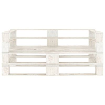 vidaXL Garden 2-Seater Pallet Sofa White Solid Pinewood