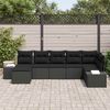 vidaXL Garden Sofa Set with Cushion 7 pcs Black Poly Rattan