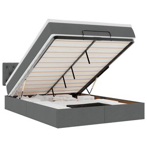 vidaXL Ottoman Bed with Mattress Dark Grey Double Fabric