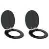 vidaXL Toilet Seats with Soft Close Lids 2 pcs MDF Black