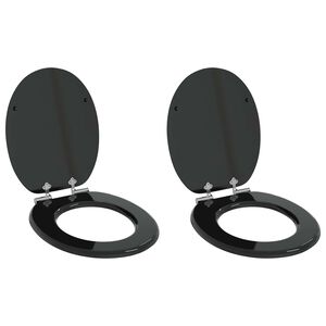 vidaXL Toilet Seats with Soft Close Lids 2 pcs MDF Black
