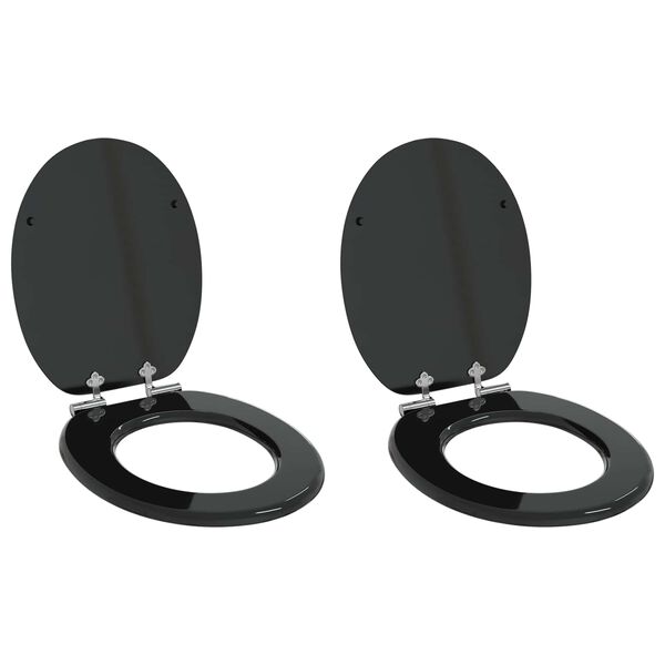 vidaXL Toilet Seats with Soft Close Lids 2 pcs MDF Black