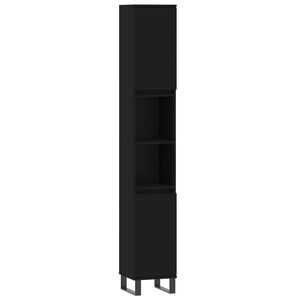 vidaXL Bathroom Cabinet Black 30x30x190 cm Engineered Wood