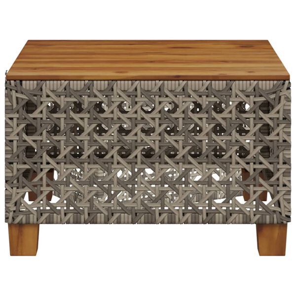 vidaXL Garden Table Grey 55x55x36 cm Poly Rattan Acacia Wood