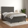 vidaXL Box Spring Bed with Mattress Dark Grey 137x187 cm Double Size Velvet