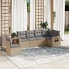 vidaXL 6 Piece Garden Sofa Set with Cushions Beige Poly Rattan