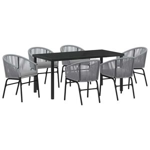 vidaXL Garden Dining Set 7 pcs Anthracite Powder-Coated Steel