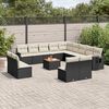 vidaXL 14 Piece Garden Sofa Set with Cushions Black Poly Rattan