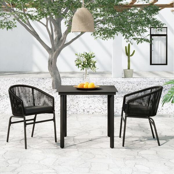 vidaXL 3 Piece Garden Dining Set Black