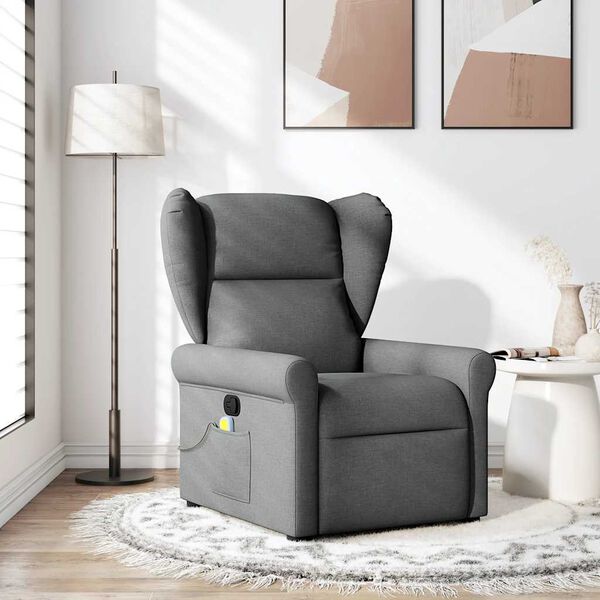 vidaXL Massage Recliner Chair Dark Grey Fabric