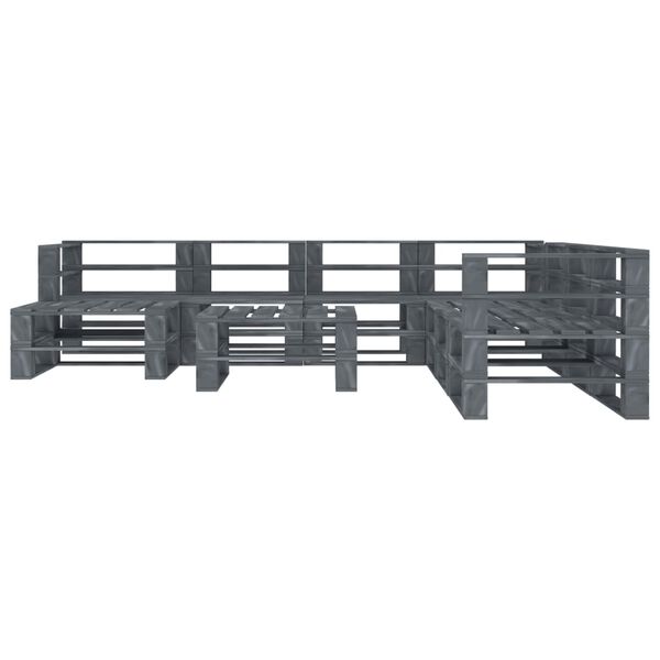 vidaXL 9 Piece Garden Pallet Lounge Set Wood Grey