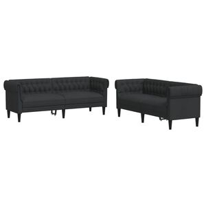 vidaXL 2 Piece Sofa Set Black Fabric