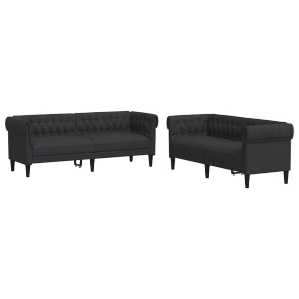 vidaXL 2 Piece Sofa Set Black Fabric