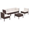 vidaXL 6 Piece Garden Lounge Set with Cushions Poly Rattan Brown