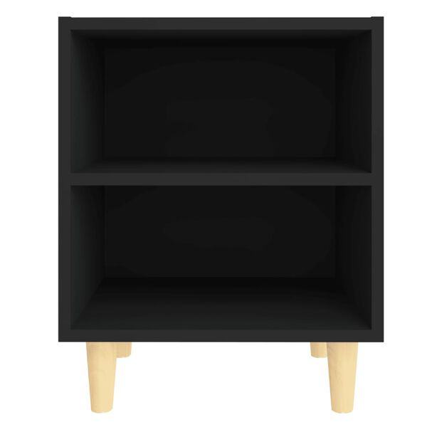vidaXL Bed Cabinet with Solid Wood Legs Black 40x30x50 cm