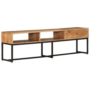 vidaXL TV Cabinet | Natural acacia wood | Solid acacia wood, powder-coated steel
