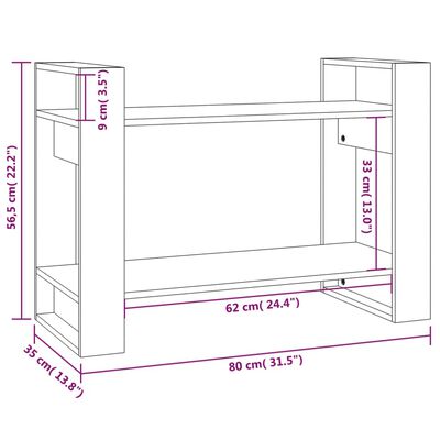 vidaXL Book Cabinet/Room Divider Black 80x35x56.5 cm Solid Wood Pine
