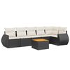 vidaXL 7 Piece Garden Sofa Set with Cushions Black Poly Rattan