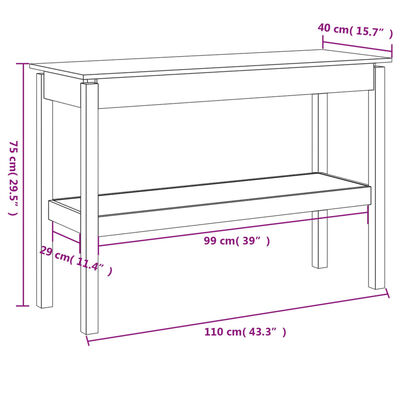 vidaXL Console Table 110x40x75 cm Solid Wood Pine