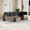 vidaXL 6 Piece Garden Sofa Set with Cushions Grey Poly Rattan