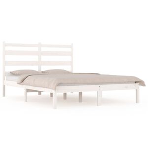 vidaXL Bed Frame | White | Solid pine wood | Super King | Bed Frame