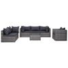 vidaXL 7 Piece Garden Sofa Set with Cushions&Pillows Poly Rattan Grey