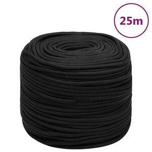 vidaXL Boat Rope Full Black 8 mm 25 m Polypropylene