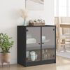 vidaXL Side Cabinet with Glass Doors Black 68x37x75.5 cm