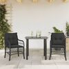 vidaXL 3 Piece Bistro Set with Cushions Black Poly Rattan