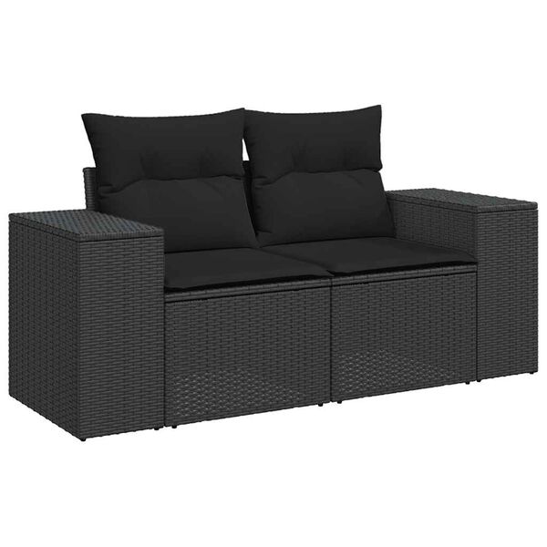 vidaXL 8 Piece Garden Sofa Set with Cushions Black Poly Rattan