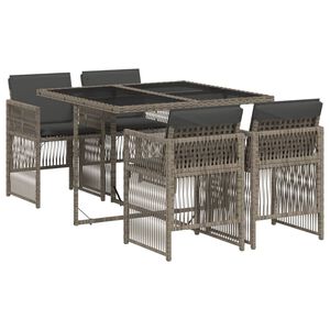 vidaXL 5 Piece Garden Dining Set with Cushions Grey Poly Rattan