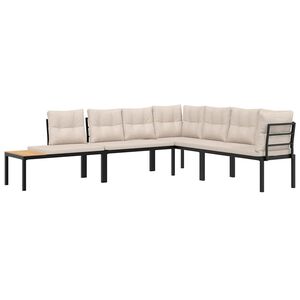 vidaXL Garden Bench Set with Cushions 4 pcs Black Powder-coated Steel