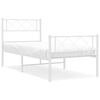 vidaXL Metal Bed Frame without Mattress with Footboard White 107x203cm