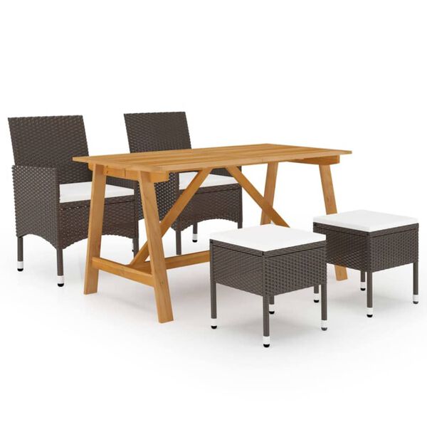 vidaXL 5 Piece Garden Dining Set Brown