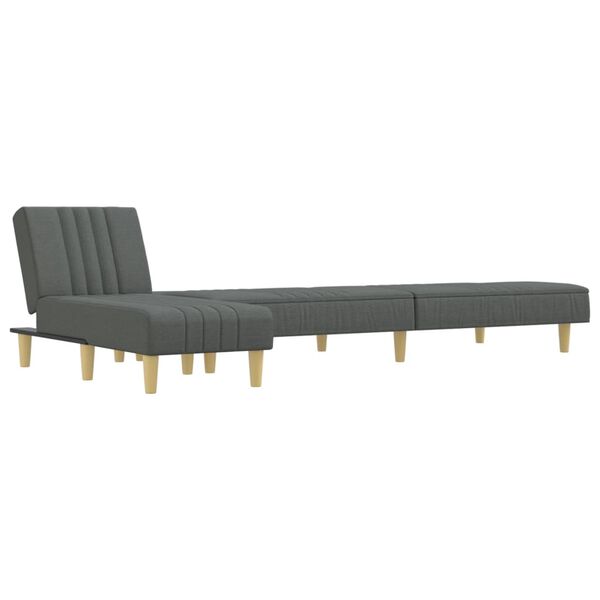 vidaXL L-shaped Sofa Bed Dark Grey 255x140x70 cm Fabric