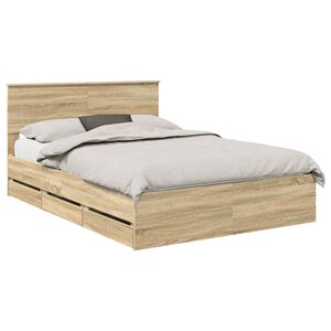 vidaXL Bed Frame with Drawer Sonoma Oak 150 x 200 cm Engineer Wood