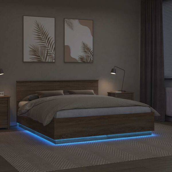 vidaXL Bed Frame Sonoma Oak 180 x 200 cm Engineered Wood