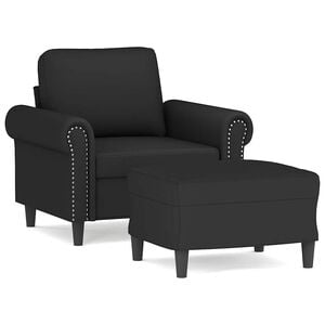 vidaXL Sofa Chair with Footstool Black 60 cm Velvet