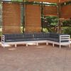 vidaXL 7 Piece Garden Lounge Set with Cushions White Solid Pinewood