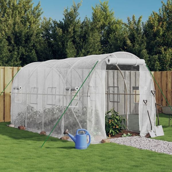 vidaXL Greenhouse with Steel Frame White 8 m&sup2; 4x2x2 m