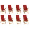 vidaXL Reclining Garden Chairs with Cushions 8 pcs Solid Teak Wood