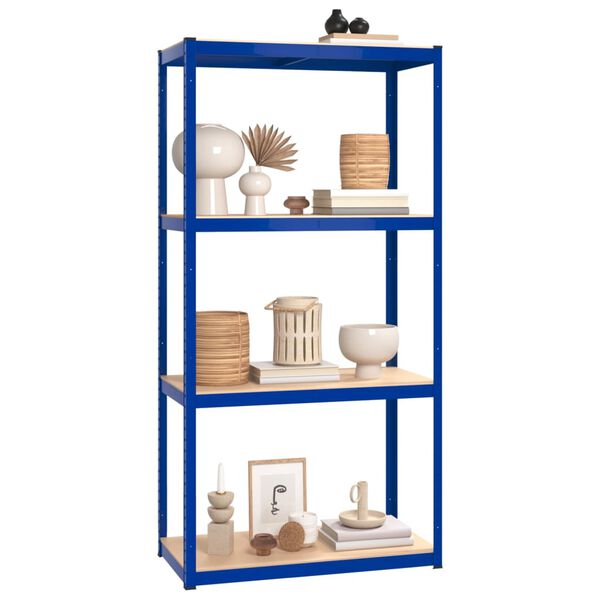 vidaXL 4-Layer Shelves 5 pcs Blue Steel&Engineered Wood