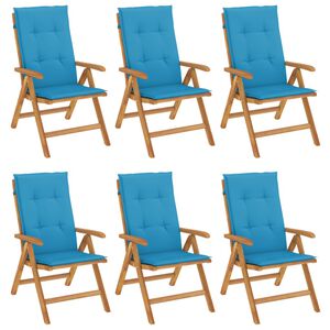 vidaXL Reclining Garden Chairs with Cushions 6 pcs Solid Wood Teak